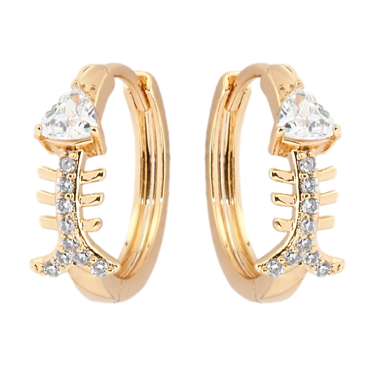 Серьги Xuping Позолота 18K колечки Рыбки с цирконием фото №22