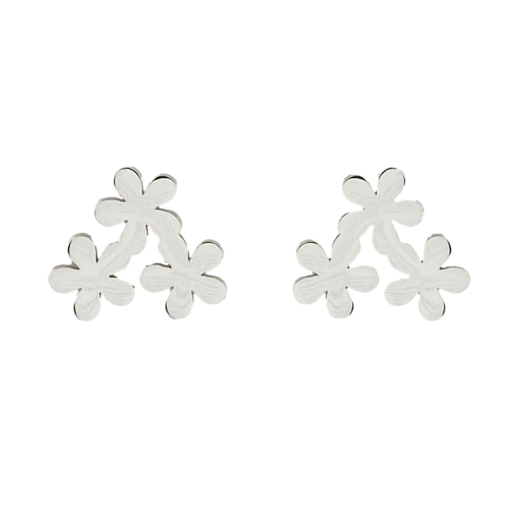 Серьги Xuping TTM Stainless Steel цвет Родий пусеты Цветочки фото №21