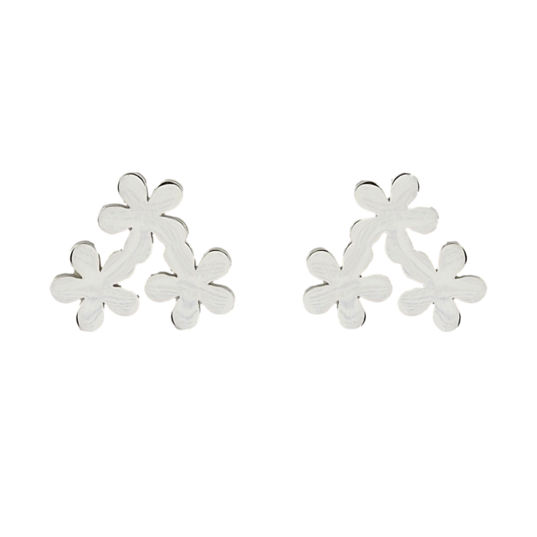 Серьги Xuping TTM Stainless Steel цвет Родий пусеты Цветочки фото №3