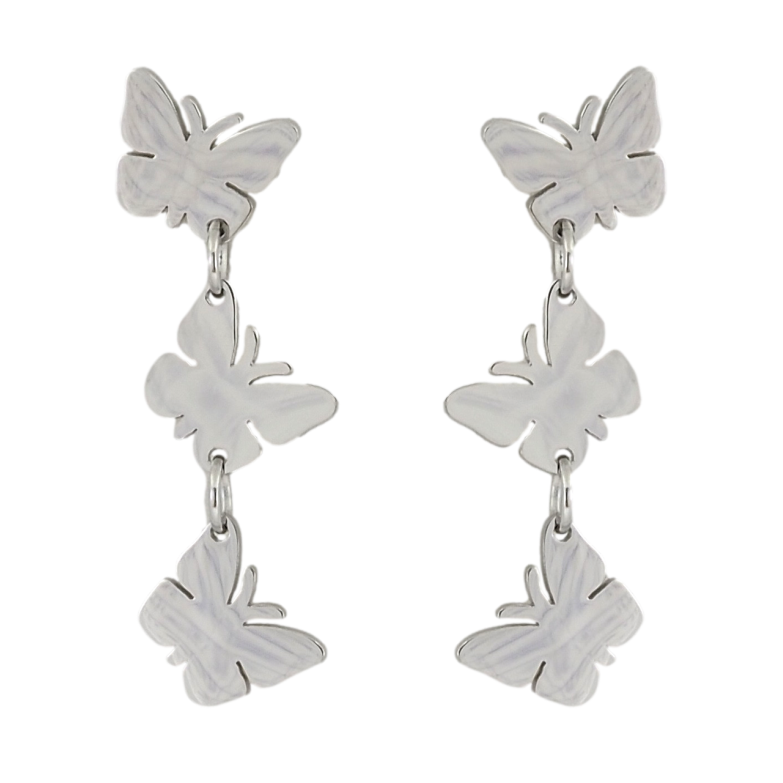 Серьги Xuping TTM Stainless Steel цвет Родий пусеты Бабочки фото №1