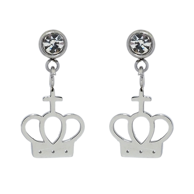 Серьги Xuping TTM Stainless Steel цвет Родий пусеты Корона фото №22