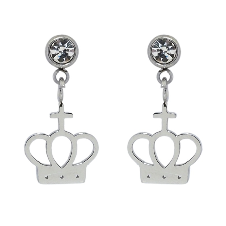 Серьги Xuping TTM Stainless Steel цвет Родий пусеты Корона фото №1