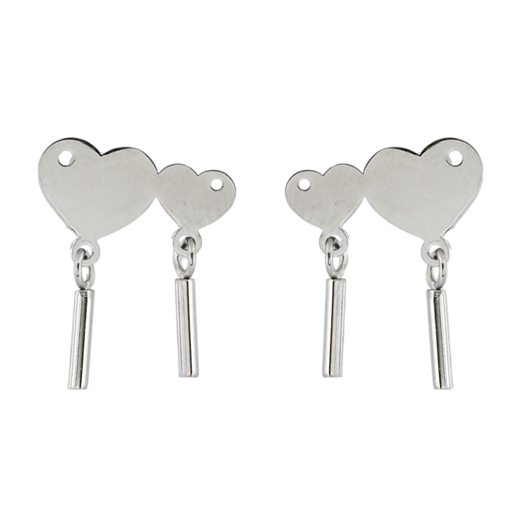 Серьги Xuping TTM Stainless Steel цвет Родий пусеты Подвески сердечки фото №6