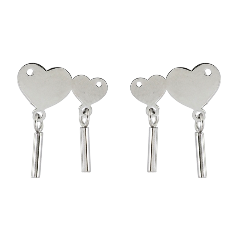 Серьги Xuping TTM Stainless Steel цвет Родий пусеты Подвески сердечки фото №2