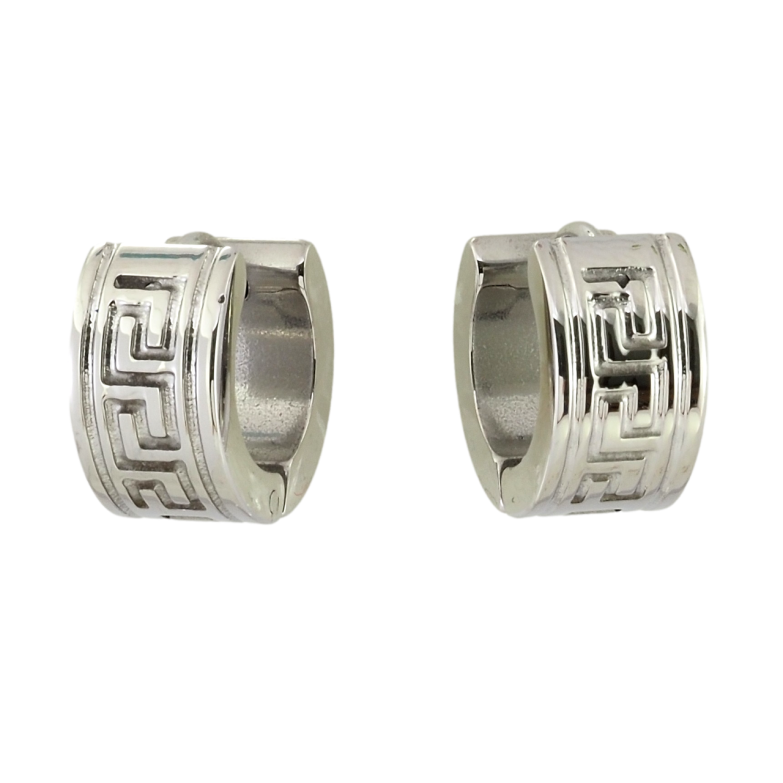 Серьги Xuping TTM Stainless Steel цвет Родий колечки Греческий орнамент фото №1