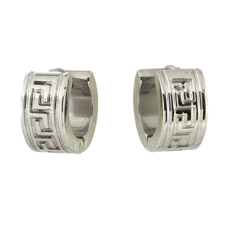 Серьги Xuping TTM Stainless Steel цвет Родий колечки Греческий орнамент фото №1