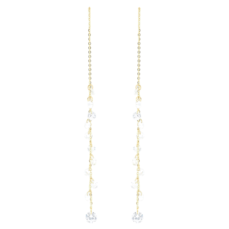 Серьги Xuping TTM Stainless Steel цвет 14K пусеты Подвески кристаллы на цепочке фото №24