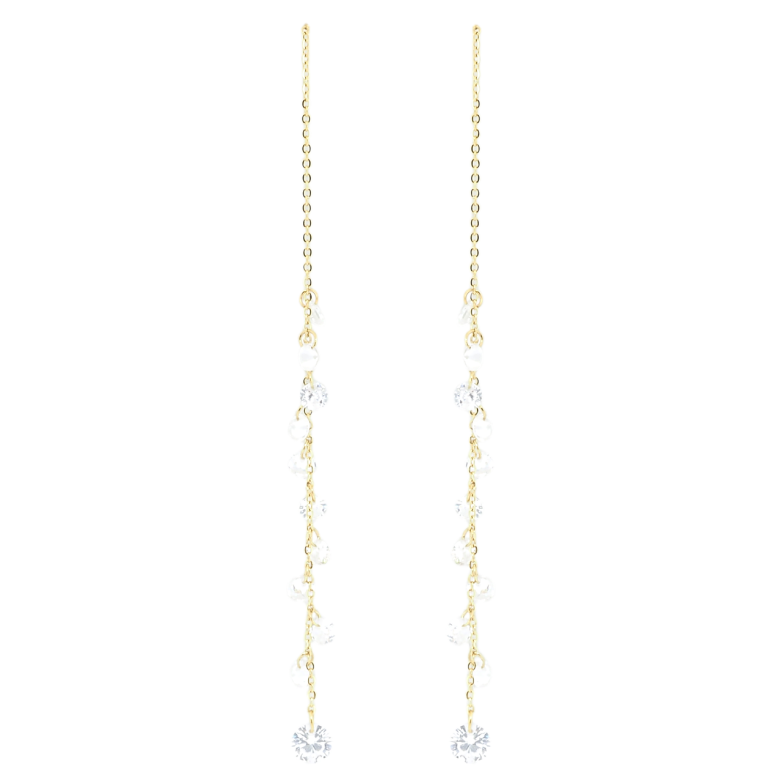 Сережки Xuping TTM Stainless Steel колір 14K пусети Підвіски кристали на ланцюжку фото №1