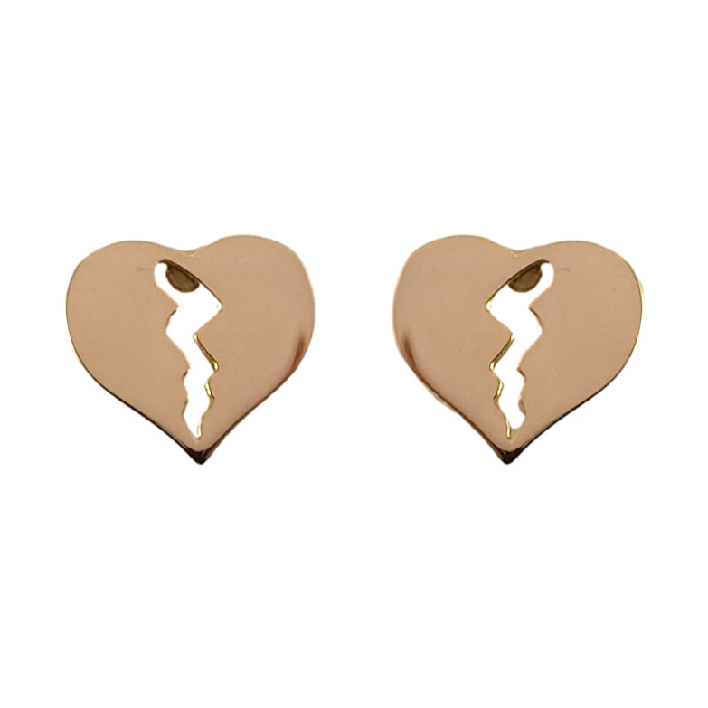 Сережки Xuping TTM Stainless Steel колір РО пусети Розбите серце фото №1