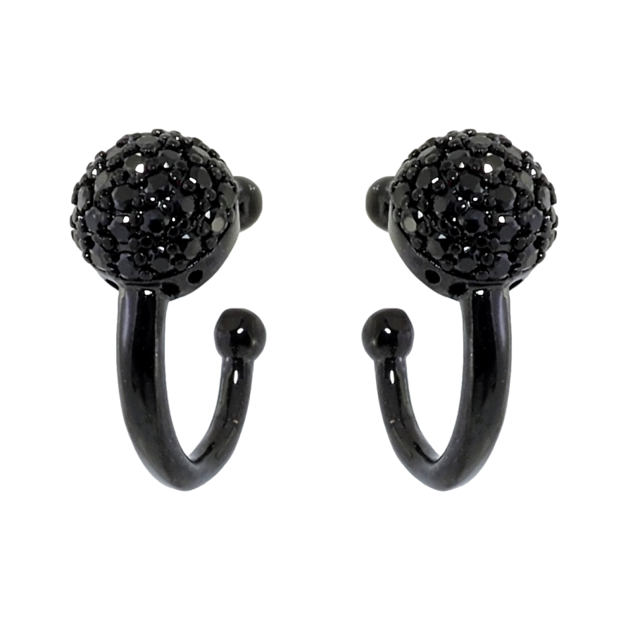 Серьги Xuping Позолота Black (черное золото) каффы Инкрустация черным цирконием фото №1