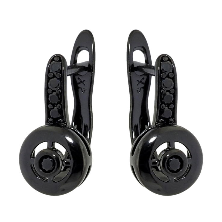 Сережки Xuping Позолота Black (чорне золото) англійський замок Інкрустація чорним цирконієм фото №15 Сережки Xuping Позолота Black (чорне золото) англійський замок Інкрустація чорним цирконієм фото №15