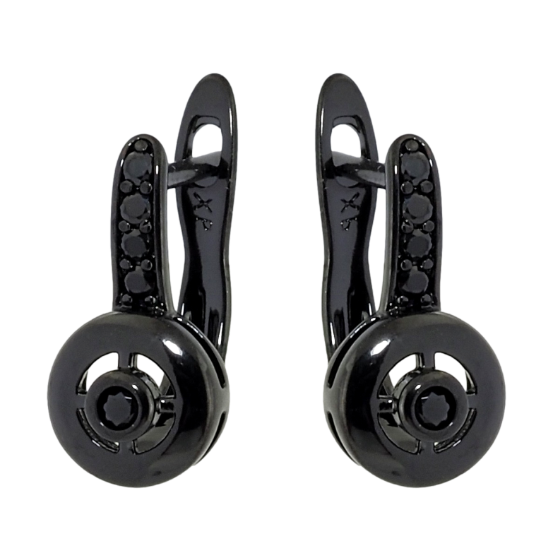 Серьги Xuping Позолота Black (черное золото) английский замок Инкрустация черным цирконием фото №5 Серьги Xuping Позолота Black (черное золото) английский замок Инкрустация черным цирконием фото №5