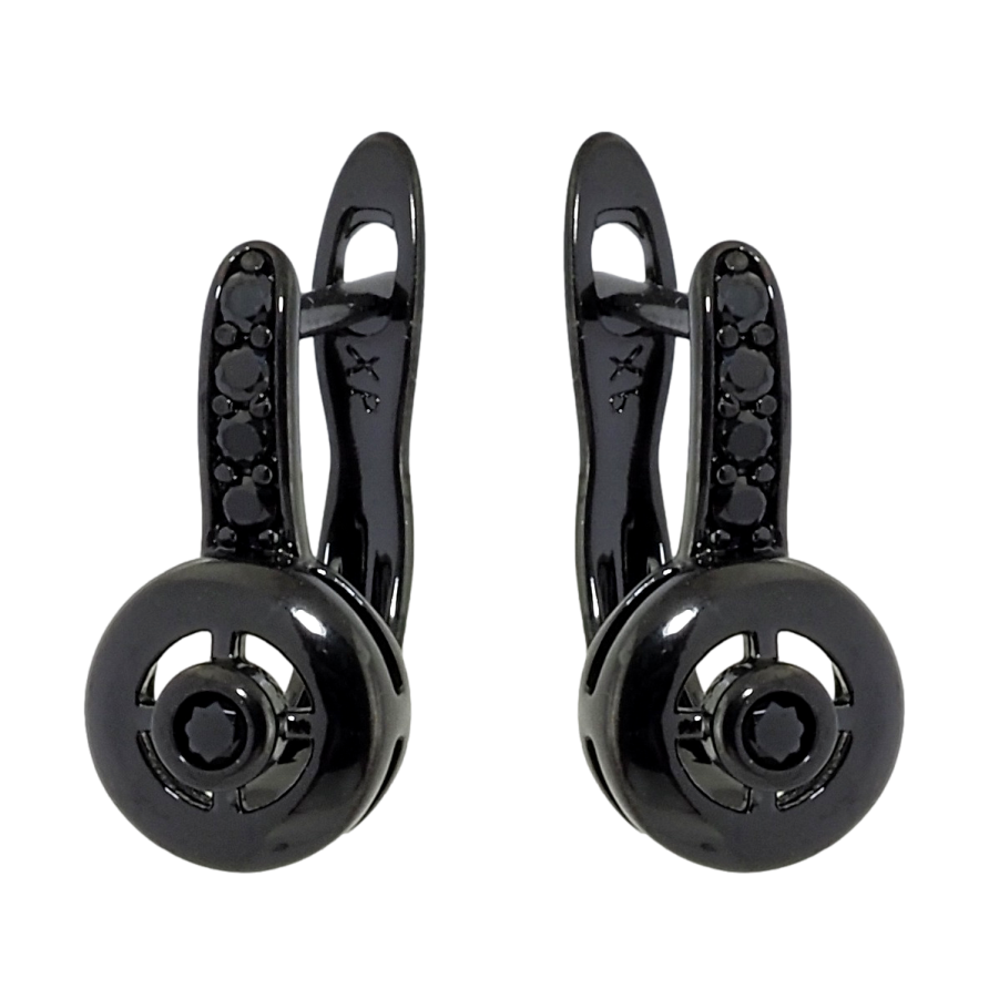 Сережки Xuping Позолота Black (чорне золото) англійський замок Інкрустація чорним цирконієм фото №1 Сережки Xuping Позолота Black (чорне золото) англійський замок Інкрустація чорним цирконієм фото №1