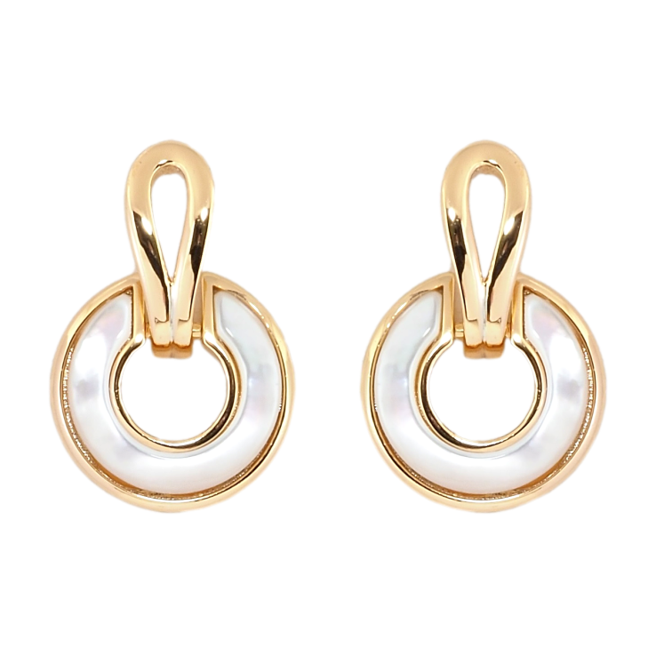 Серьги Xuping Позолота 18K пусеты Перламутровые колечки фото №6