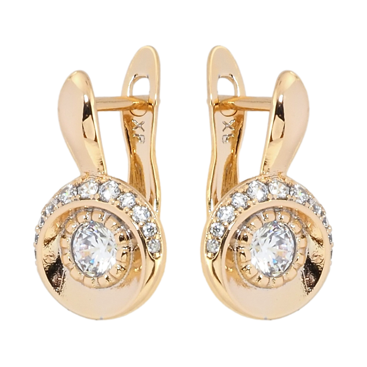 Сережки Xuping Позолота 18K англійський замок Декоративні з цирконієм фото №3