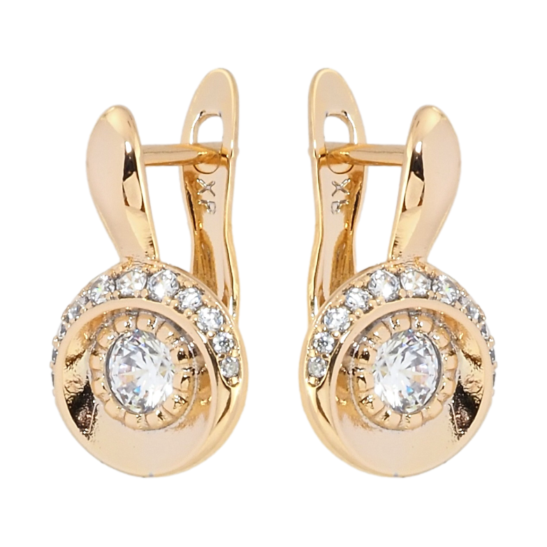 Серьги Xuping Позолота 18K английский замок Декоративные с цирконием фото №1