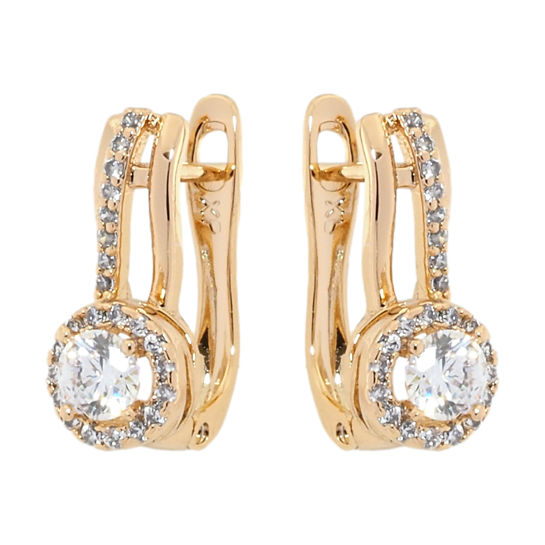 Серьги Xuping Позолота 18K английский замок Декоративный узор с цирконием фото №1