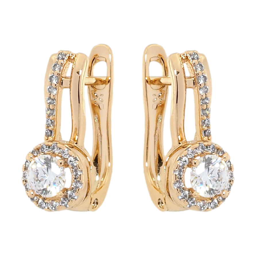 Сережки Xuping Позолота 18K англійський замок Декоративний візерунок з цирконієм фото №1