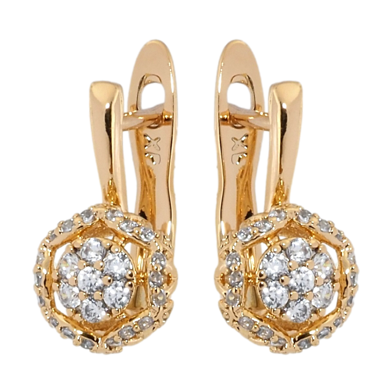 Сережки Xuping Позолота 18K англійський замок Інкрустація цирконієм фото №1