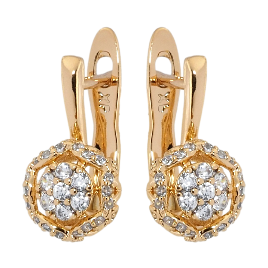 Сережки Xuping Позолота 18K англійський замок Інкрустація цирконієм фото №1