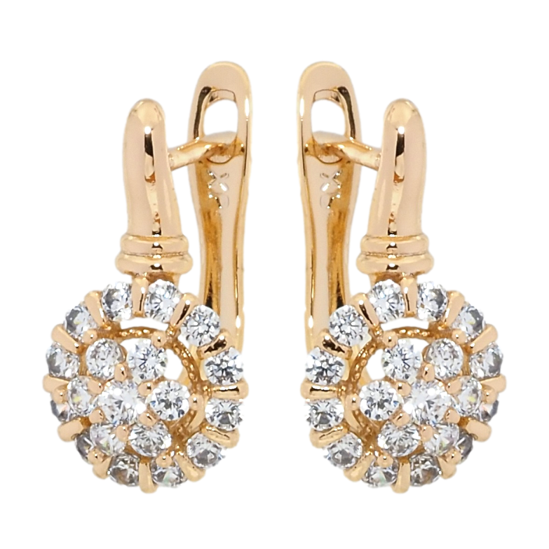 Сережки Xuping Позолота 18K англійський замок Інкрустація цирконієм фото №1
