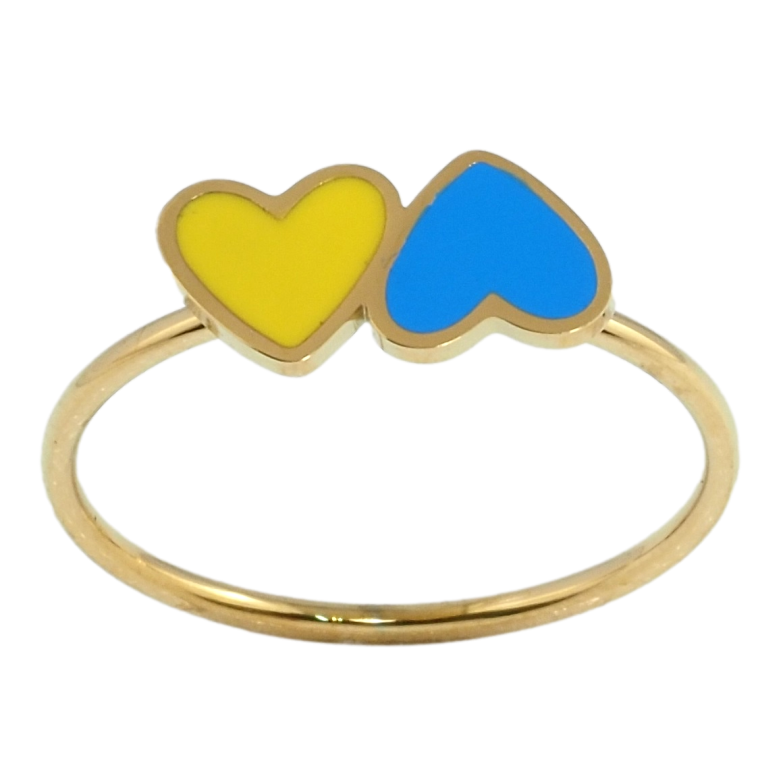 Каблучка Xuping TTM Stainless Steel колір 14К Сердечки жовто-блакитні фото №20 Каблучка Xuping TTM Stainless Steel колір 14К Сердечки жовто-блакитні фото №20