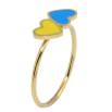 Каблучка Xuping TTM Stainless Steel колір 14К Сердечки жовто-блакитні фото №2