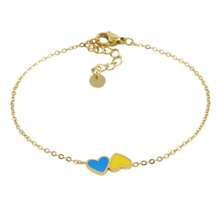 Браслет Xuping TTM Stainless Steel колір 14К Серця жовто-блакитні розмір 17.5-20.5см х 1мм фото №4 Браслет Xuping TTM Stainless Steel колір 14К Серця жовто-блакитні розмір 17.5-20.5см х 1мм фото №4