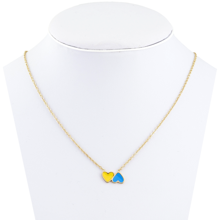 Підвіска на ланцюжку Xuping TTM Stainless Steel колір 14К Сердечки жовто-блакитні довжина 37-42см х 1мм фото №13 Підвіска на ланцюжку Xuping TTM Stainless Steel колір 14К Сердечки жовто-блакитні довжина 37-42см х 1мм фото №13