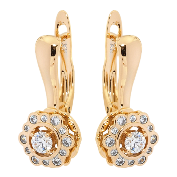 Сережки Xuping Позолота 18K англійський замок Декоративні квіточки з цирконієм фото №2