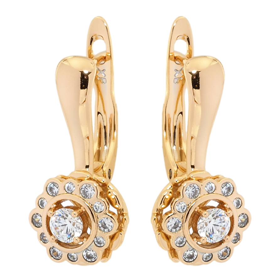 Сережки Xuping Позолота 18K англійський замок Декоративні квіточки з цирконієм фото №1