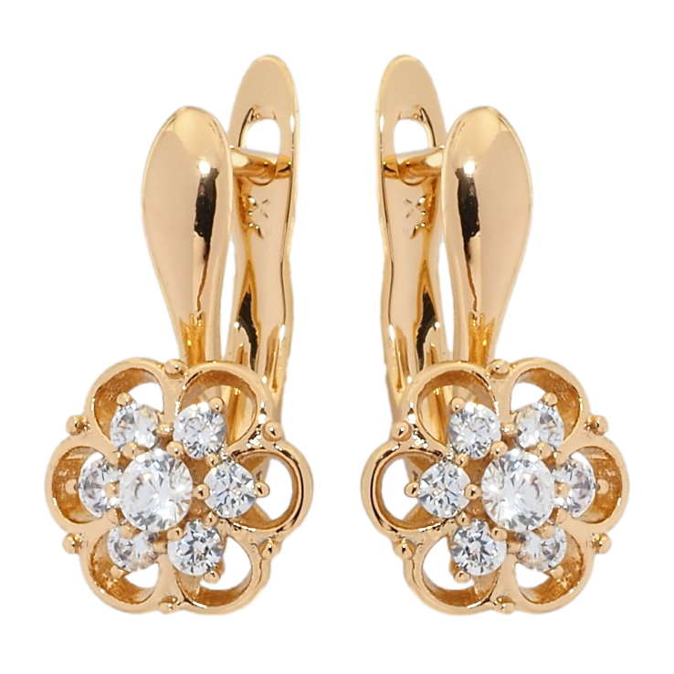 Сережки Xuping Позолота 18K англійський замок Квіточки з цирконієм фото №9