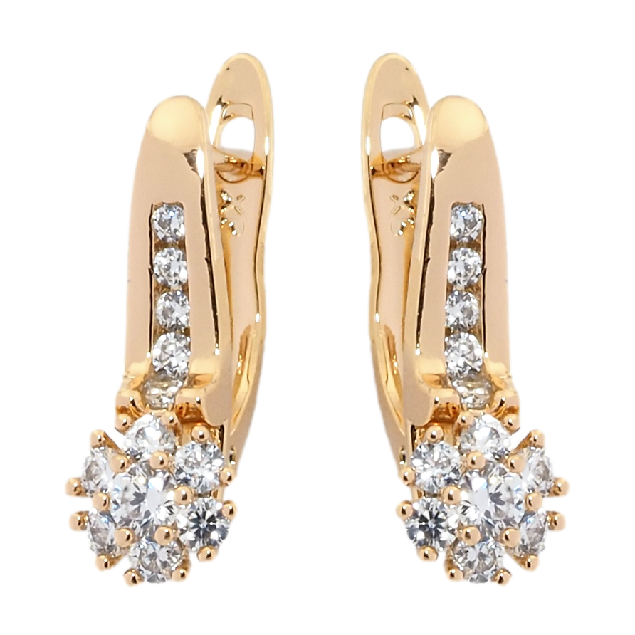 Сережки Xuping Позолота 18K англійський замок Квіточки з цирконієм фото №1