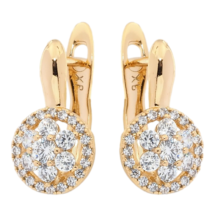 Сережки Xuping Позолота 18K англійський замок Кришталеві квіточки в колечках фото №11