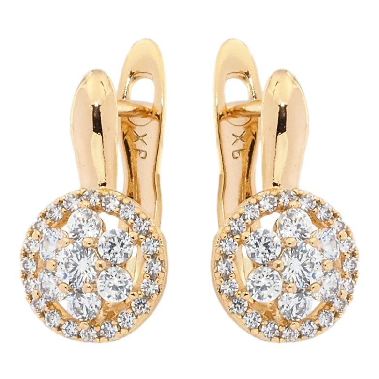 Серьги Xuping Позолота 18K английский замок Кристальные цветочки в колечке фото №8