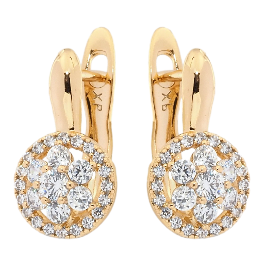 Сережки Xuping Позолота 18K англійський замок Кришталеві квіточки в колечках фото №1