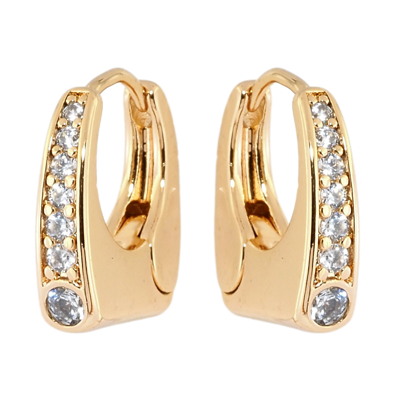 Серьги Xuping Позолота 18K колечки Дорожки циркония фото №1