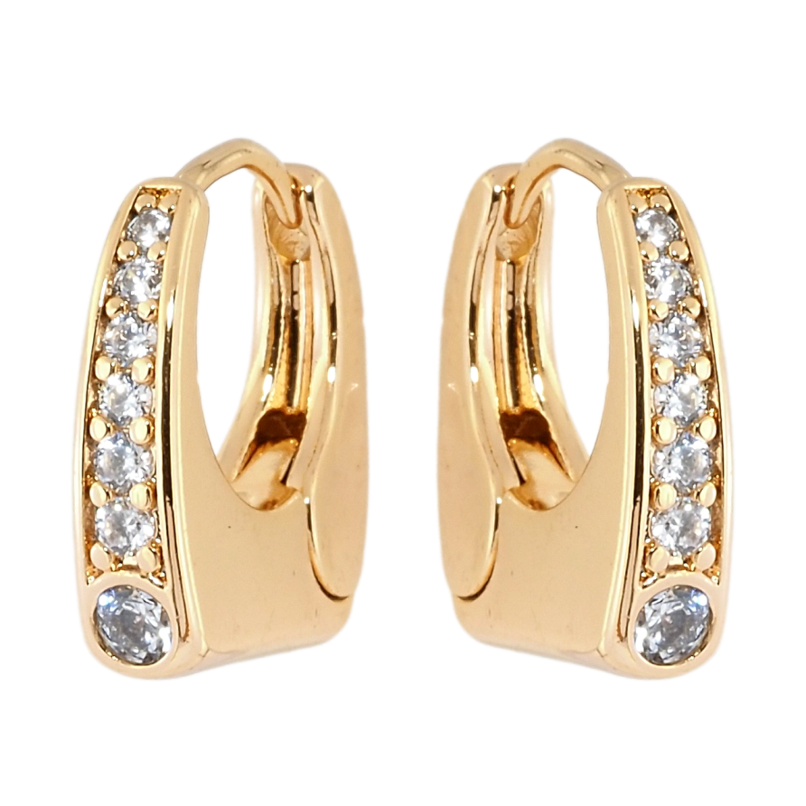 Серьги Xuping Позолота 18K колечки Дорожки циркония фото №1