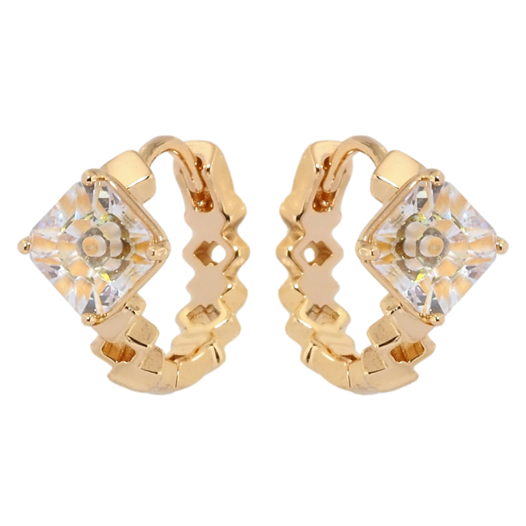 Серьги Xuping Позолота 18K колечки Желтый кристалл с узором фото №19