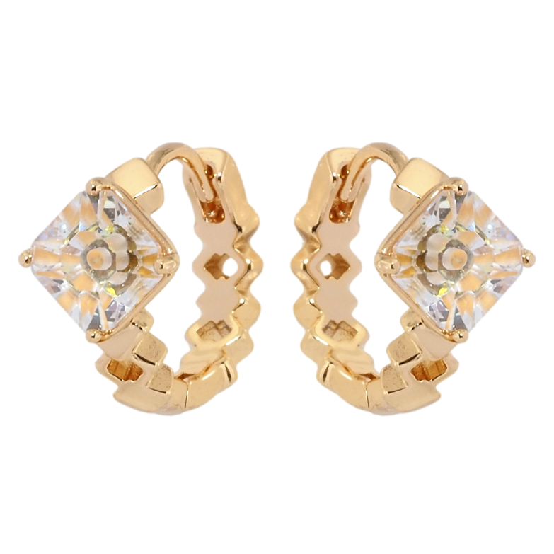 Сережки Xuping Позолота 18K колечка Жовтий кристал з візерунком фото №11