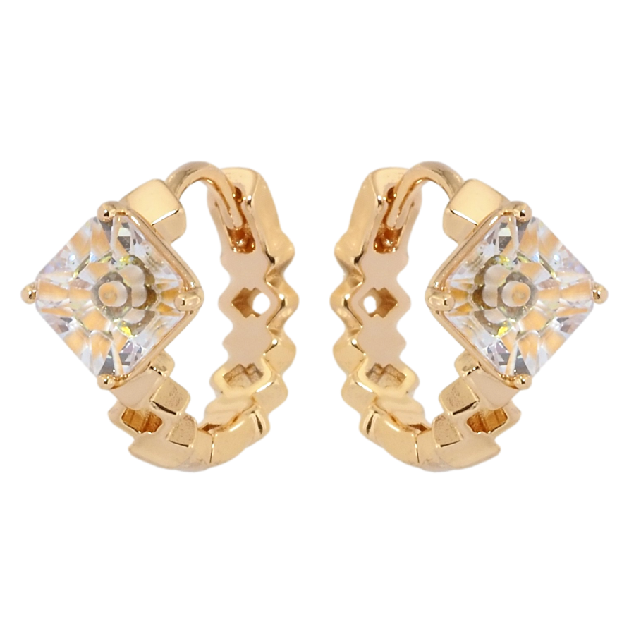Серьги Xuping Позолота 18K колечки Желтый кристалл с узором фото №1