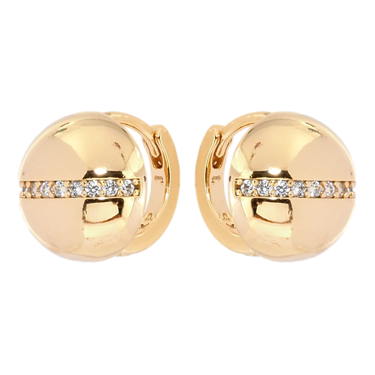Серьги Xuping Позолота 18K колечки Полусферы с дорожками циркония фото №9