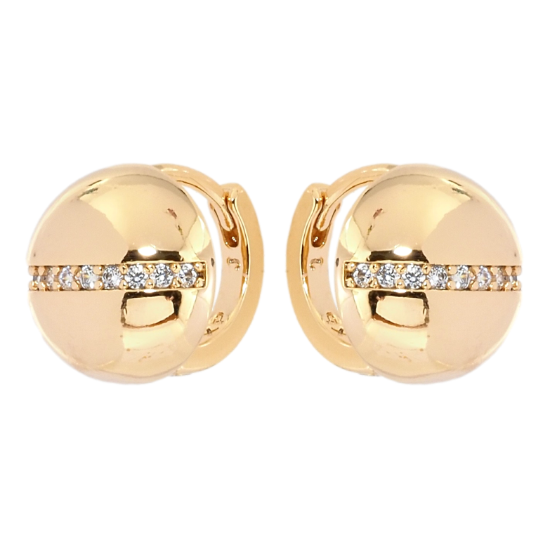 Серьги Xuping Позолота 18K колечки Полусферы с дорожками циркония фото №22