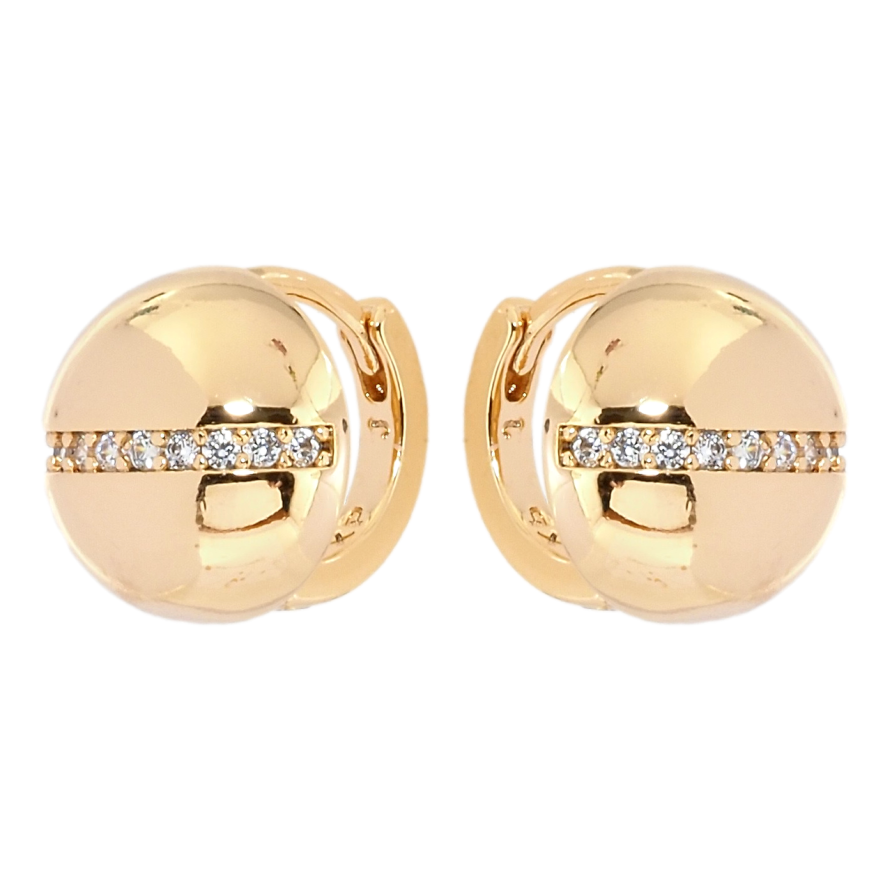 Сережки Xuping Позолота 18K колечка Напівсфери з доріжками цирконію фото №1