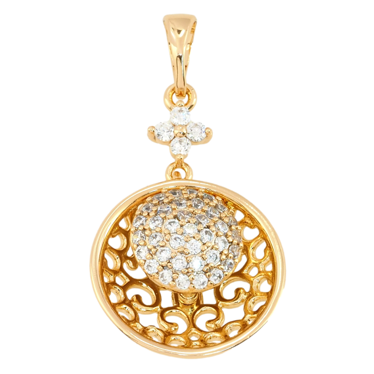 Кулон Xuping Позолота 18K Ажурне колечко з цирконієм для ланцюжка до 5мм фото №5