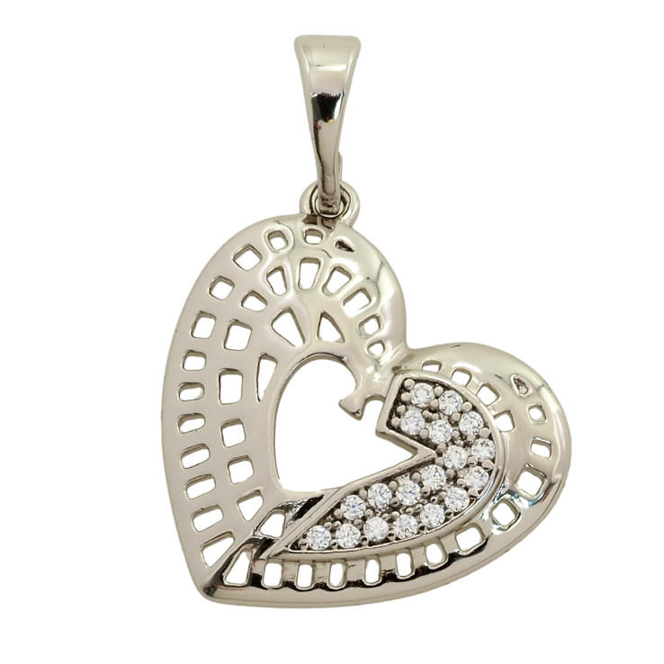 Кулон Xuping Родій Різьблене сердечко з цирконієм для ланцюжка до 5мм фото №20