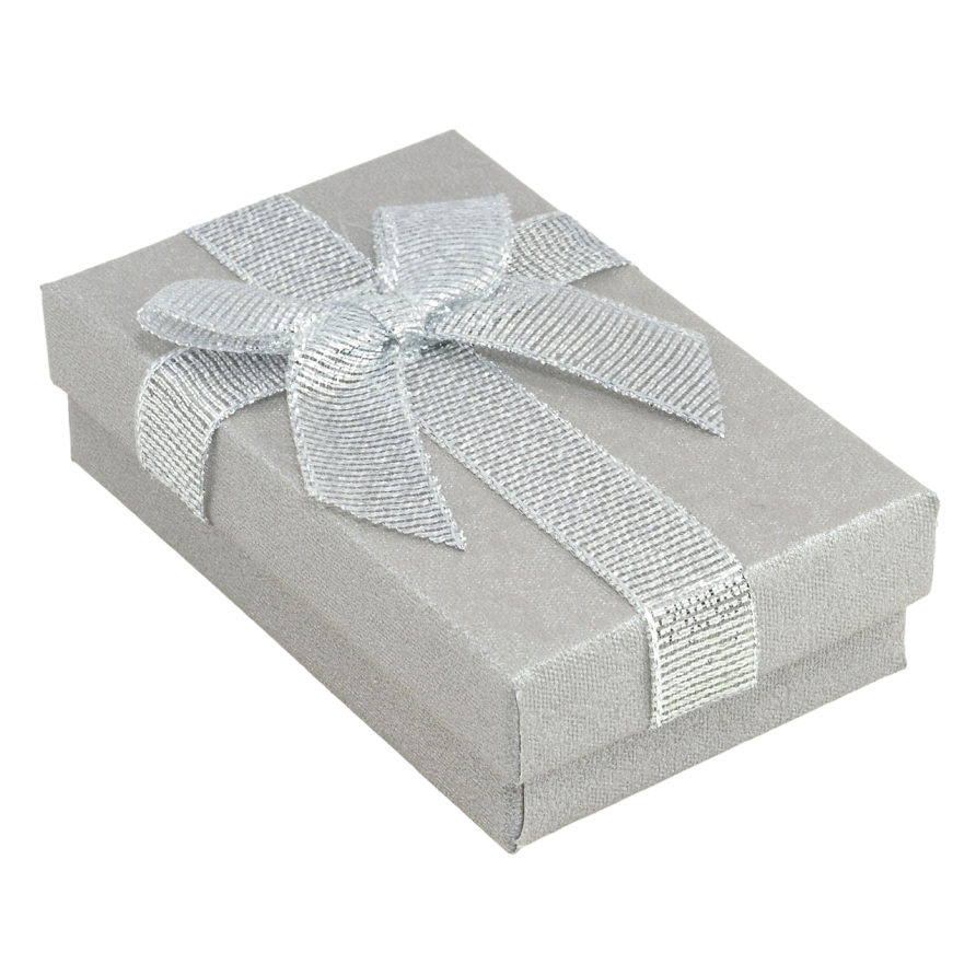 Подарункова коробка сіра з бантом Універсальна (Каблучка, Кулон, Сережки) Розмір 5х8см, h = 2.5см ціна за 1 шт. фото №1