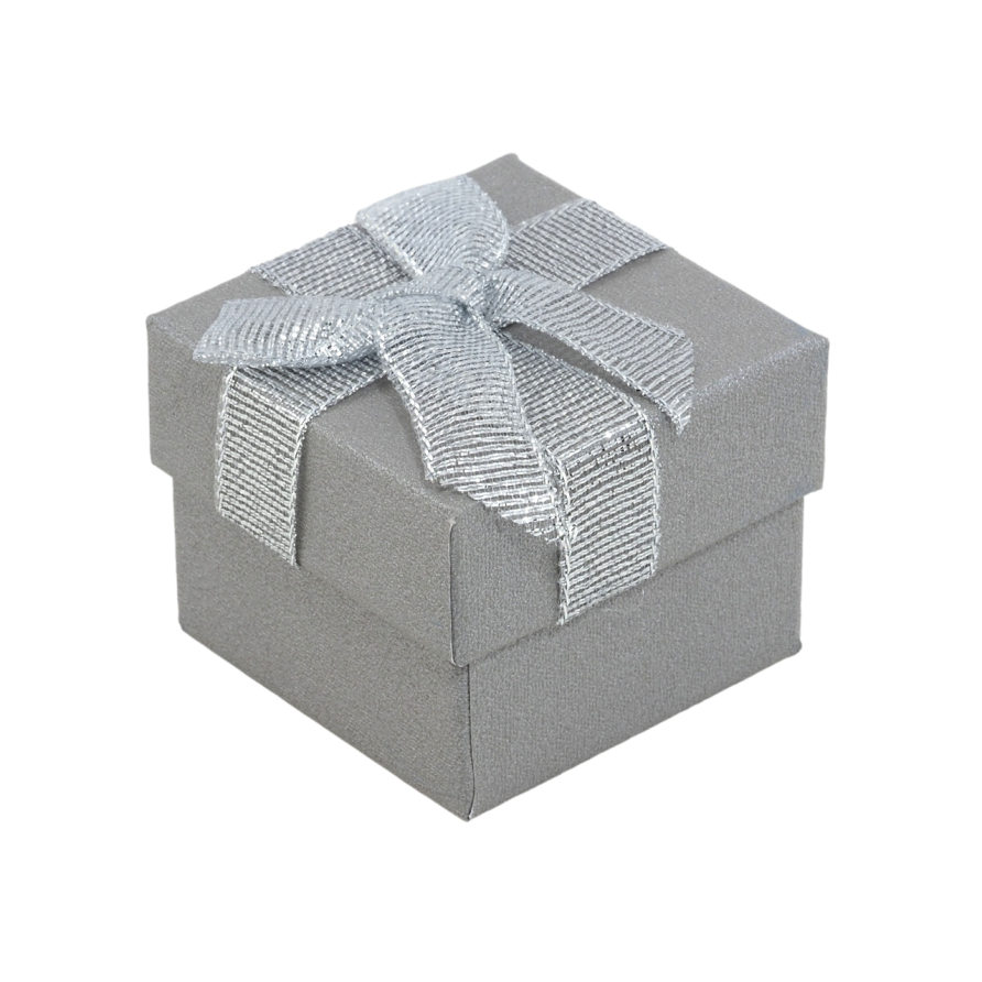 Подарункова коробка сіра з бантом Під каблучку Розмір 5х5см h= 3см фото №1