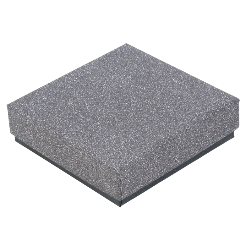 Подарочная коробка графитовая с шиммером Универсальная(Кольцо,Кулон,Серьги) Размер 9х9см, h=2.5см цена за 1шт фото №1