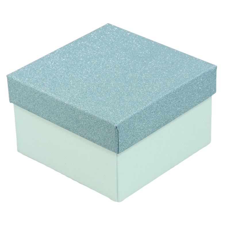 Подарочная коробка бирюзовая с шиммером Универсальная с подушечкой (Браслет, Часы) Размер 9х9см, h= 5.5см фото №1
